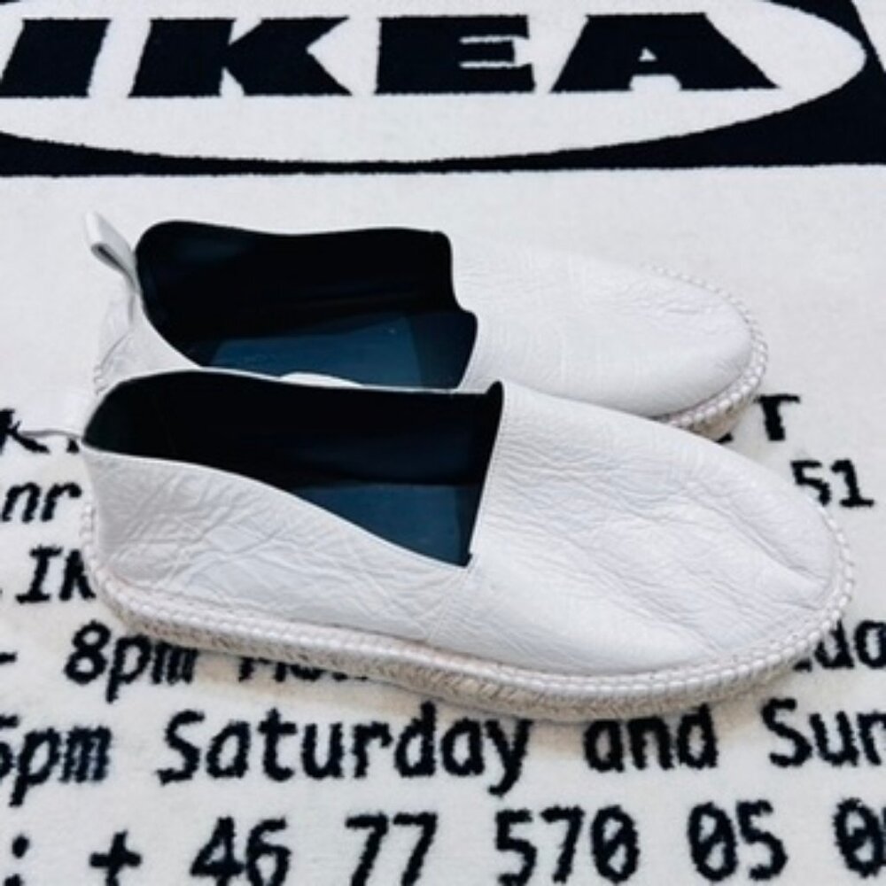 Balenciaga White Leather Platform Espadrilles